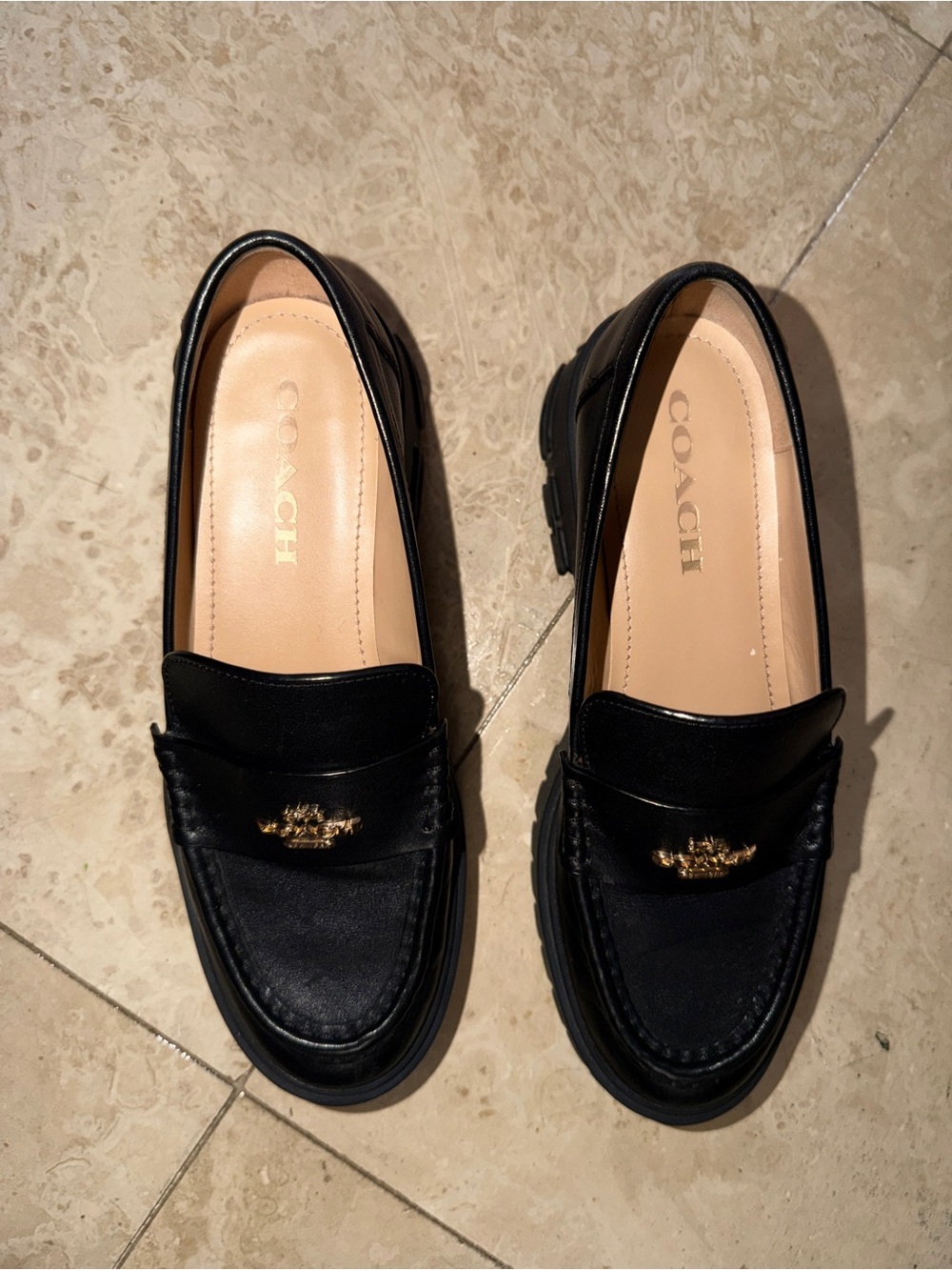 Coach Classic Women’s Loafers Black Leather Platform Shoes US 6 - Picture 3 of 6